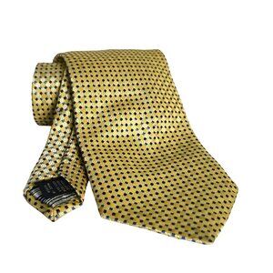 Mens Silk Tie Gold Black Jacquard Preppy American Modern Julian Alexander 3.75x6